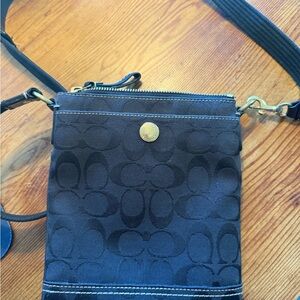 Coach Black and Gold Signature Fabric Bag